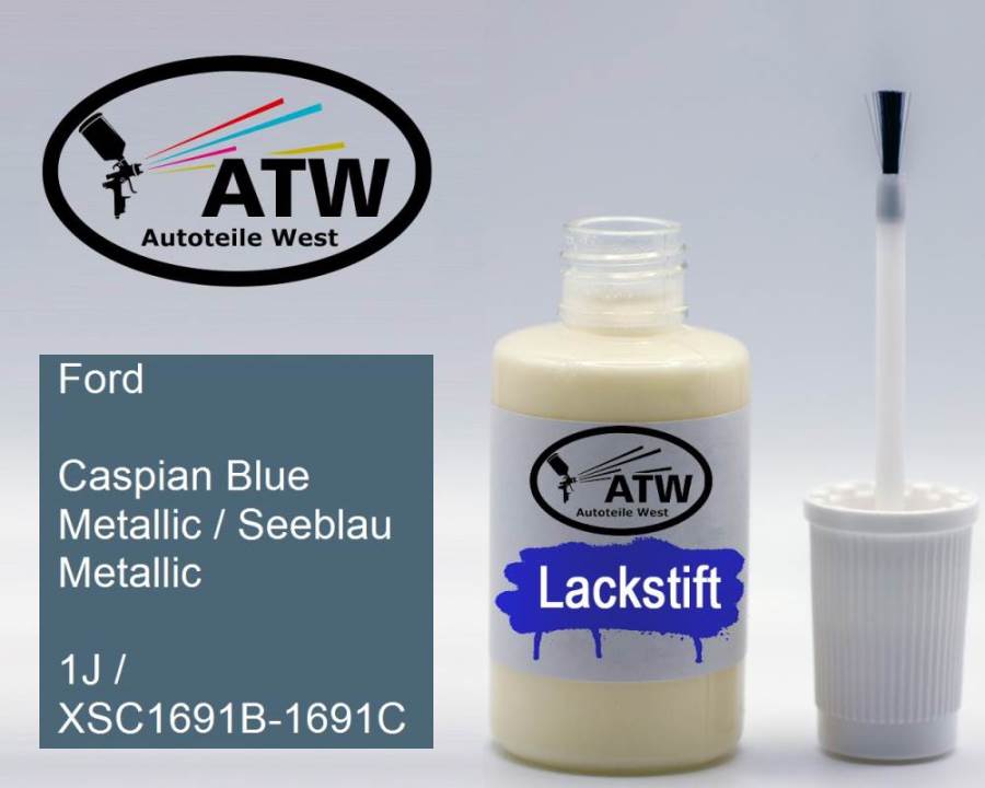 Ford, Caspian Blue Metallic / Seeblau Metallic, 1J / XSC1691B-1691C: 20ml Lackstift, von ATW Autoteile West.